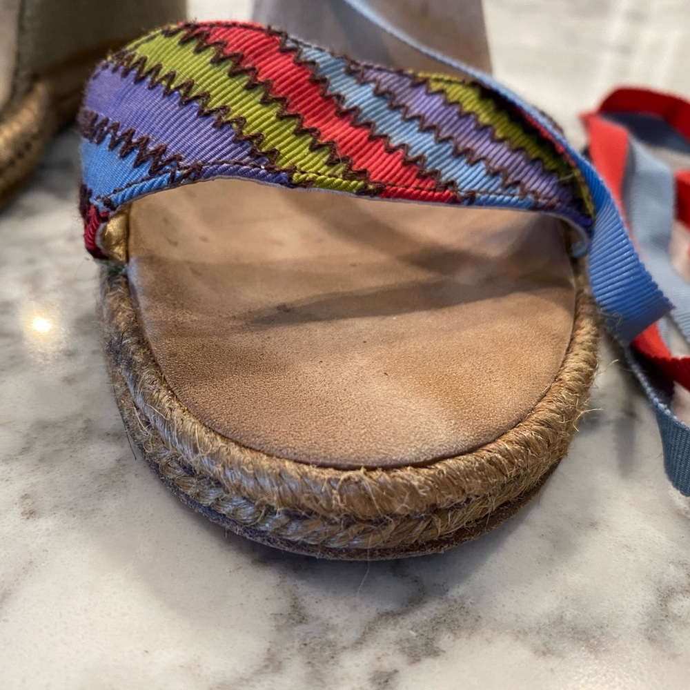 Marc Jacobs Raffia Color Block Stripe Wedges 39 - image 2